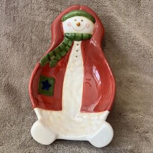 New Concord Collections 2001 Frosty Fellows Christmas Candy Nut Dish Handmade
